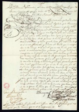 Orden del marqués de Villena de libramiento a favor de Tomás Pascual de Azpeitia de 601 reales y ...