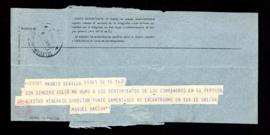 Telegrama de Manuel Halcón a Rafael Lapesa, secretario de la Real Academia Española, con el que s...