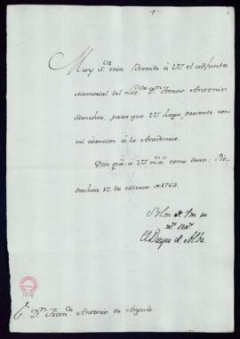 Carta del duque de Alba a Fran[cis]co Antonio de Angulo con la que remite el memorial de Tomás An...