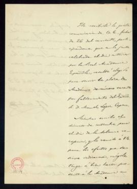 Carta de P[edro] F[elipe] Monlau al secretario, Manuel Bretón de los Herreros, de agradecimiento ...