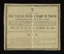 Recorte de la esquela de Eugenio Sellés y Ángel de Castro
