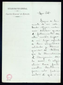Carta del conde de Cheste al secretario [Mariano Catalina] por la que agradece el pésame recibido...