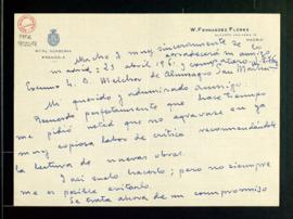 Carta de Wenceslao Fernández-Flórez a Melchor Fernández Almagro en la que le pide que lea la nove...