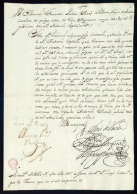 Orden del marqués de Villena de libramiento a favor de José Casani de 1156 reales y 20 maravedíes...