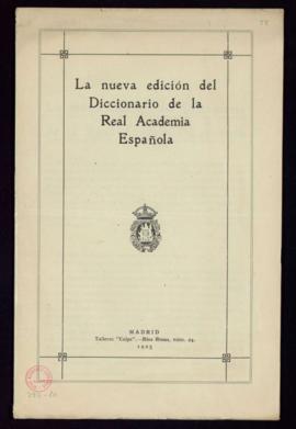 Folleto sobre la nueva edición del Diccionario de la Real Academia Española