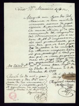 Carta de Rafael Sánchez de Aguilera a Mauricio de Cano sobre la recepción de 50 resmas de papel e...