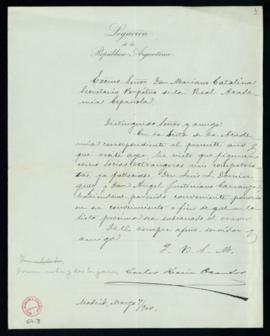 Carta de Carlos María Ocantos a Mariano Catalina en la que le comunica que, por fallecimiento, Lu...