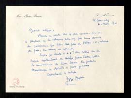Carta de José María Pemán a Rafael Lapesa en la que acepta la comisión y explica los motivos del ...