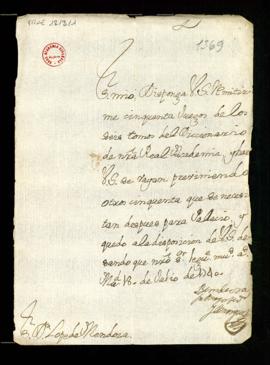 Carta del marqués de Villena [Andrés Fernández Pacheco] a Lope Hurtado de Mendoza en la que pide ...