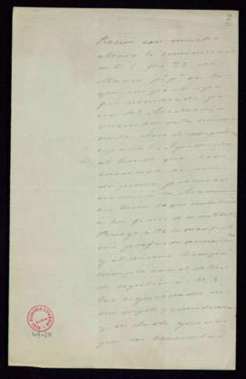 Carta de José Posada Herrera al secretario [Manuel Tamayo y Baus] en la que acusa recibo de su no...