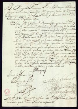 Orden del marqués de Villena de libramiento a favor de Fernando Bustillos y Azcona de 750 reales ...