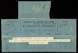 Telegrama de pésame de Gabriel Espino por el fallecimiento del director [Francisco Rodríguez Marín]