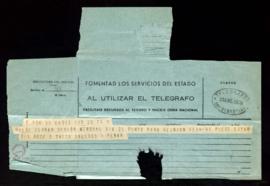 Telegrama de José María Pemán [a Julio Urquijo] en el que le indica que puede celebrar la sesión ...