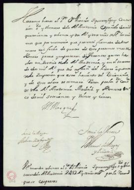 Orden del marqués de Villena de abono a Vincencio Squarzafigo de 2482 reales y 12 maravedíes de v...