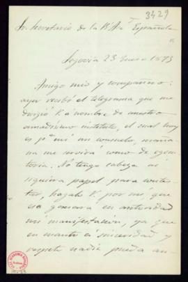 Carta del director [el marqués de Molins] al secretario de la Real Academia Española de acuse de ...