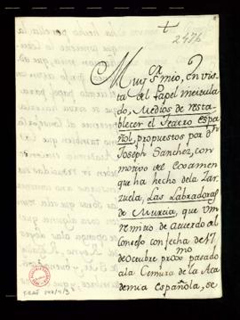 Minuta de la carta [de Francisco Antonio de Angulo] a Ignacio de Higareda en la que le comunica q...