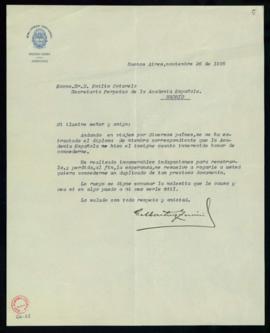 Carta de G. Martínez Zuviría, director de la Biblioteca Nacional en Buenos Aires, a Emilio Cotare...