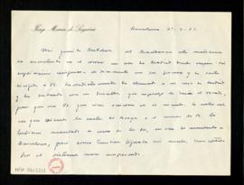Carta de Josep Maria de Sagarra a Melchor Fernández Almagro en la que le dice que la carta que le...
