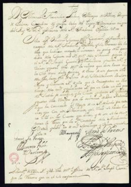 Orden del marqués de Villena de libramiento a favor de José Casani de 930 reales y 24 maravedís d...