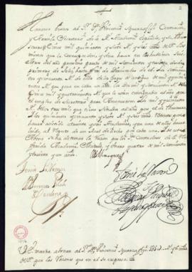 Orden del marqués de Villena del abono a Vincencio Squarzafigo de 5507 reales y 6 maravedíes de v...