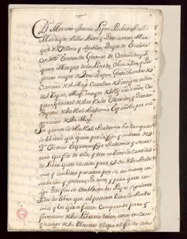 Copia de las leyes para el uso y aumento de la librería de la Academia dadas por Mercurio Antonio...