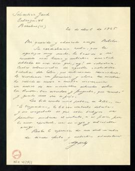 Carta de Sebastián Gasch a Melchor Fernández Almagro en la que evoca la tertulia del Colón, de la...