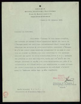 Carta de J. Otto al director en la que le manifiesta que Rudolf Slabý es uno de sus mejores colab...