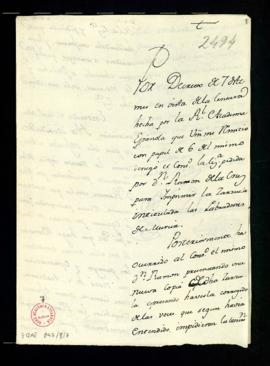 Carta de Ignacio de Higareda a Francisco Antonio de Angulo con la que remite por orden del Consej...