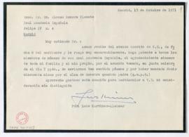 Carta de Luis Martínez-Kleiser [Rodríguez] a  Alonso Zamora Vicente con el agradecimiento, suyo y...