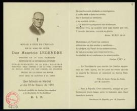 Recordatorio de la muerte de Maurice Legendre