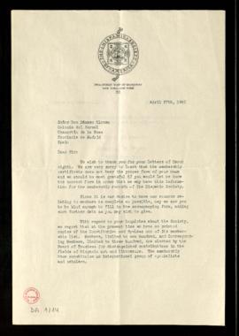 Carta de Adelaide M. Meyer, secretaria de la Hispanic Society of America, a Dámaso Alonso en la q...