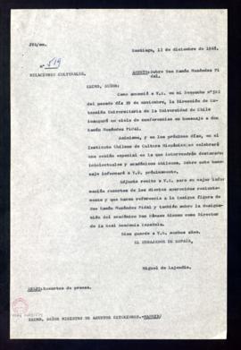 Copia del oficio de Miguel de Lojendio, embajador de España, al ministro de Asuntos Exteriores en...