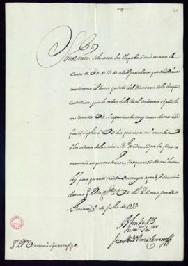 Carta de Juan Andrea Doria Carretto a Vincencio Squarzafigo de agradecimiento por el envío del qu...