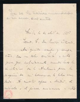 Carta de Serafín Álvarez Quintero a Emilio Cotarelo en la que le dice que puede mandar hacer las ...