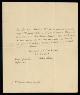 Carta de Roberto Southey a Francisco Antonio González con la que remite un ejemplar del poema Rod...