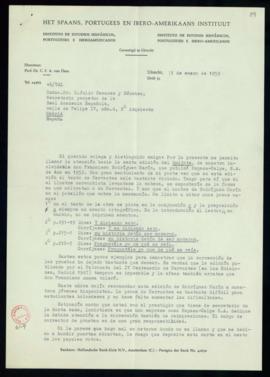 Carta de C. F. Adolf van Dam a Julio Casares en la que le da varios ejemplos de erratas en la edi...