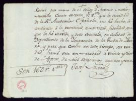 Recibo de José Marzo 160 reales de vellón por su labor como dependiente de la imprenta de Ibarra