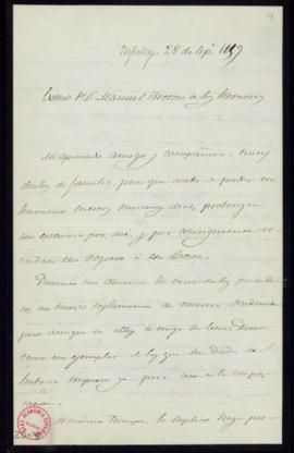 Carta del conde de Guenduláin [Joaquín Ignacio Mencos] a Manuel Bretón de los Herreros en la que ...