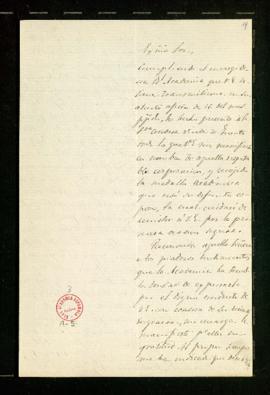 Carta de Eugenio de Ochoa al secretario [Manuel Bretón de los Herreros] en la que le comunica que...