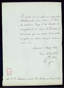 Carta de León Galindo y de Vera al secretario [Manuel Tamayo y Baus] en la que ruega que se le ex...