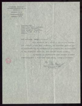 Carta de Francisco Monterde, director de la Academia Mexicana, a Julio Casares, secretario de la ...