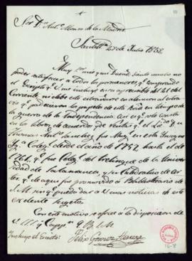 Carta de Félix Gómez Herrera, [canónigo de la colegiata de Santillana del Mar], a Ant[oni]o Alons...
