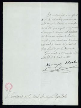 Carta de Manuel Silvela al secretario [Manuel Tamayo y Baus] en la que acepta el encargo de corre...