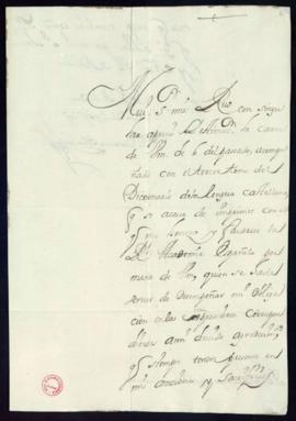 Carta de Victoriano Alcázar a Vincencio Squarzafigo de agradecimiento por el envío del tercer tom...