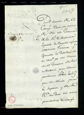 Carta de Ignacio de Higareda a Francisco Antonio de Angulo con la que remite por orden del Consej...