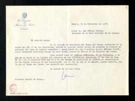 Carta de Xavier de Salas, director del Museo del Prado, a Dámaso Alonso en la que le comunica el ...