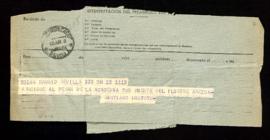 Telegrama de pésame enviado por Santiago Montoto al director de la Academia por la muerte de Amezúa