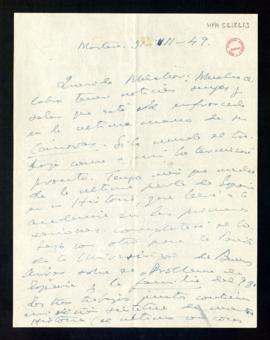 Carta de Gabriel Maura a Melchor Fernández Almagro en la que le dice que si sigue trabajando así ...