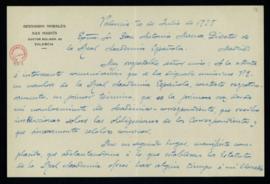 Carta de Bernardo Morales San Martín a Antonio Maura en la que le indica que con su carta recibe ...