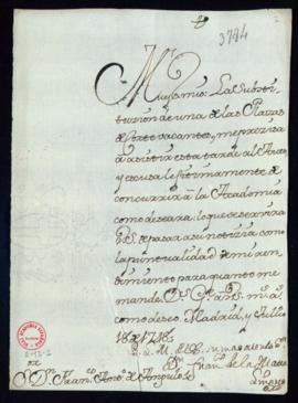 Carta de Francisco Manuel de la Mata a Vincencio Squarzafigo en la que le ruega que excuse su asi...